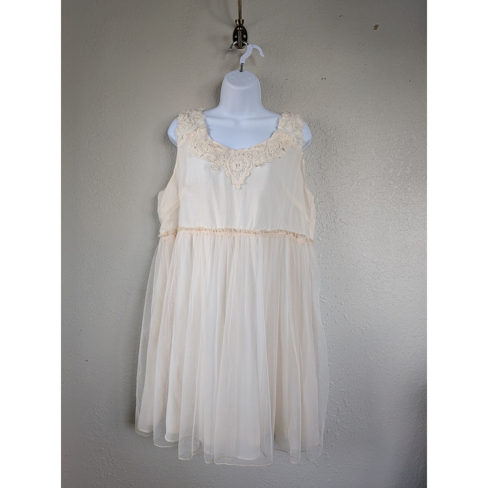 Pretty Angel Dress Large Lace Trim Tulle Overlay Boho Romantic Fairy‎ Whimsical